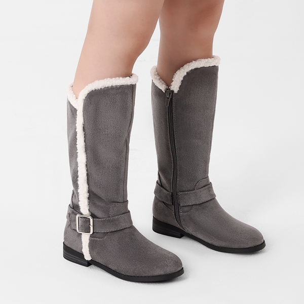 Kids Mid-Calf Sherpa Lining Boots - DARK GRAY - 1